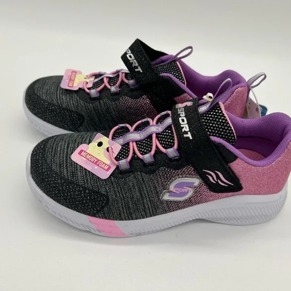 S Sport By Skechers Girls' Jenni Ombre Print Sneakers - Black /Pink Size w/box - Picture 6 of 9